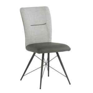 Amalki Fabric And Pu Leather Dining Chair In Light Grey
