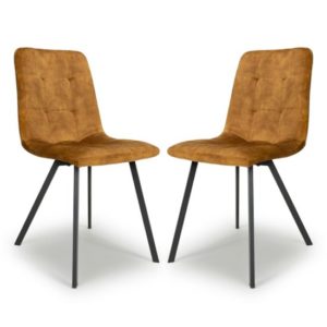 Cluj Bronze Brushed Velvet Dining Chairs In Pair