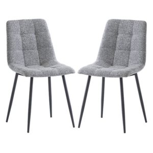 Ebele Dark Grey Fabric Dining Chairs With Black Legs In Pair