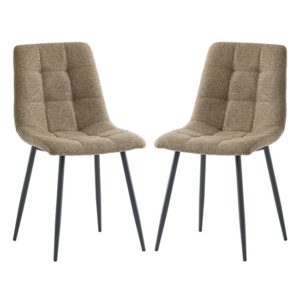 Ebele Olive Fabric Dining Chairs With Black Legs In Pair