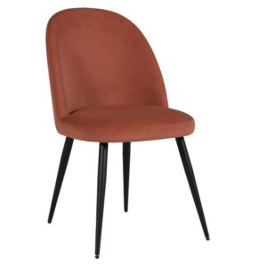 Glynis Velvet Dining Chair In Coral With Black Legs