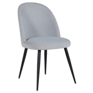 Glynis Velvet Dining Chair In Silver With Black Legs