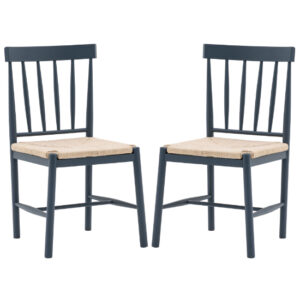 Elvira Meteror Wooden Dining Chairs With Rope Seat In Pair