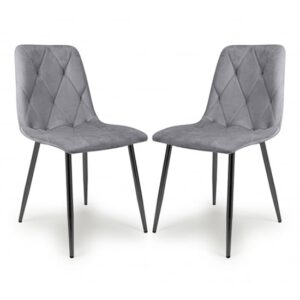 Vestal Grey Brushed Velvet Dining Chairs In Pair