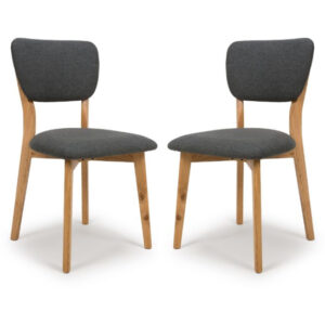 Javion Wooden Dining Chairs With Fabric Seat In Pair