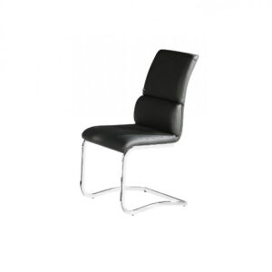 Payne PU Leather Dining Chair With Chrome Frame In Black