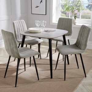 Arta Square Grey Oak Dining Table 4 Light Grey Straight Chairs