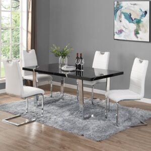 Constable Milano Marble Effect Dining Table 6 Petra White Chair