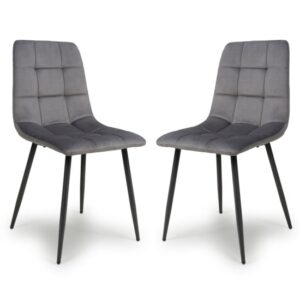 Massa Grey Brushed Velvet Dining Chairs In Pair
