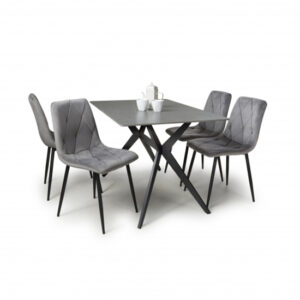 Tarsus 1.2m Grey Dining Table With 4 Vestal Grey Chairs