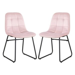Lyster Baby Pink Velvet Dining Chairs In A Pair