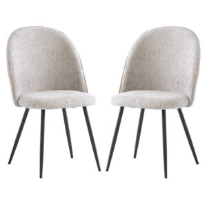 Raisa Silver Fabric Dining Chairs With Black Legs In Pair