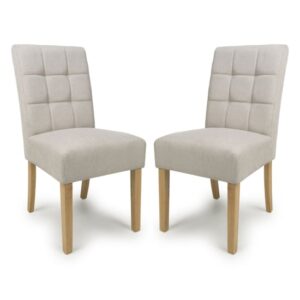 Mendoza Natural Fabric Dining Chairs With Natural Legs In Pair