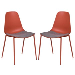 Naxos Rust Metal Dining Chairs With Fabric Seat In Pair