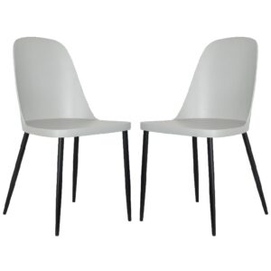 Arta Duo Light Grey Plastic Seat Dining Chairs In Pair