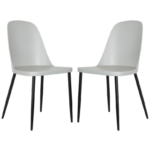 Arta Duo Light Grey Plastic Seat Dining Chairs In Pair