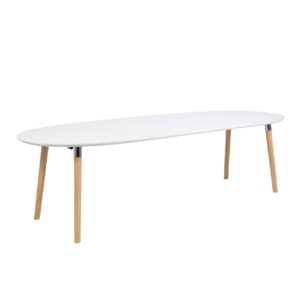 Bergen Wooden Dining Table Oval With Matt Oak Legs In White