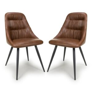 Calhoun Tan Faux Leather Dining Chairs In Pair