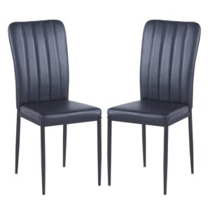 Logan Black Faux Leather Dining Chairs In Pair