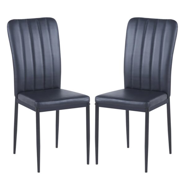 Logan Black Faux Leather Dining Chairs In Pair