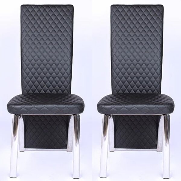 Pooler Black Faux Leather Dining Chairs With Chrome Frame In Pair