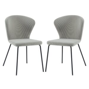 Sarnia Stone Corduroy Fabric Dining Chairs In Pair