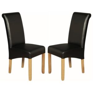 Seguin Black Faux Leather Dining Chairs In Pair