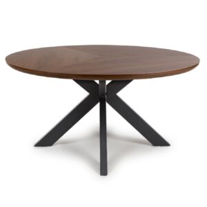 Beloit Wooden Large Round Dining Table In Smoked Oak