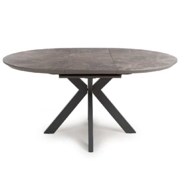 Gabri Sintered Stone Round Extending Dining Table In Grey