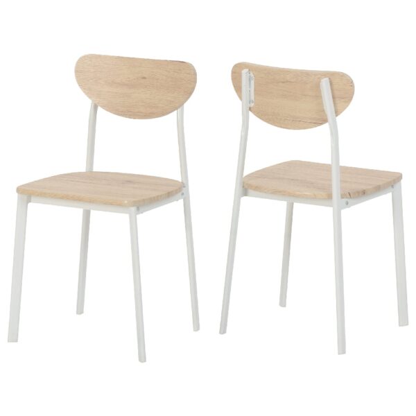 Rexford Light Oak Wooden Dining Chairs With White Frame In Pair