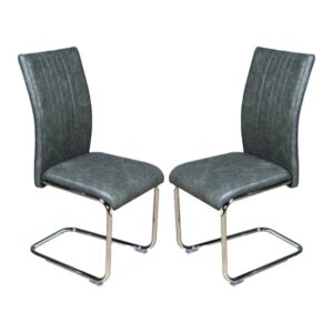 Ceibo Two Tone Grey Leather Dining Chairs In Pair