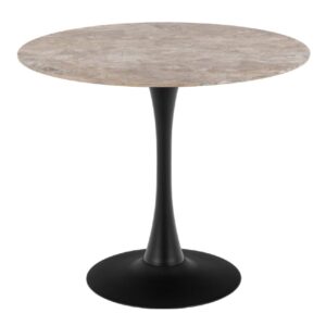 Manteo Ceramic Dining Table Round In Brown And Black