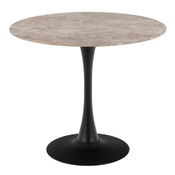 Manteo Ceramic Dining Table Round In Brown And Black