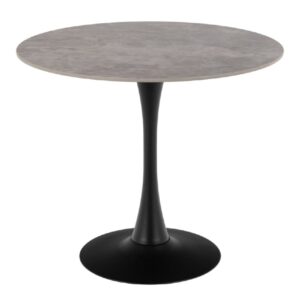 Manteo Ceramic Dining Table Round In Grey And Black