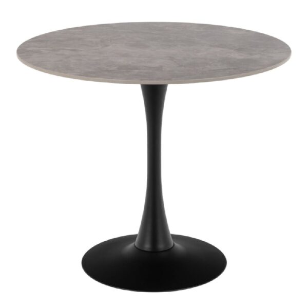 Manteo Ceramic Dining Table Round In Grey And Black