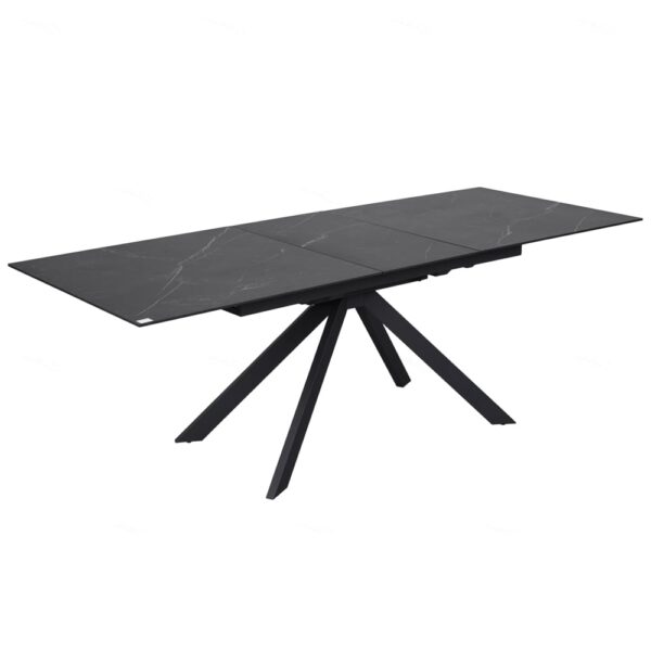 Rosario Ceramic Marble Extending Dining Table In Matt Black