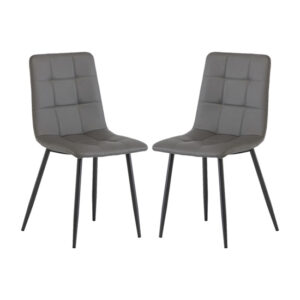 Virti Grey Faux Leather Dining Chairs In Pair