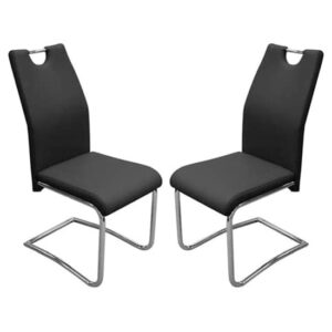 Capella Black Faux Leather Dining Chairs In Pair
