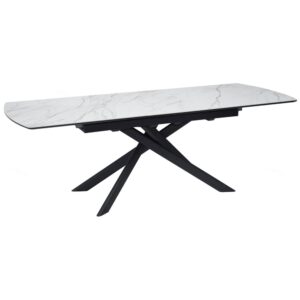 Costa Ceramic Marble Extending Dining Table In White
