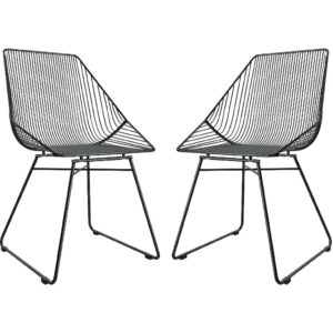 Eastlake Black Metal Bistro Dining Chairs In Pair