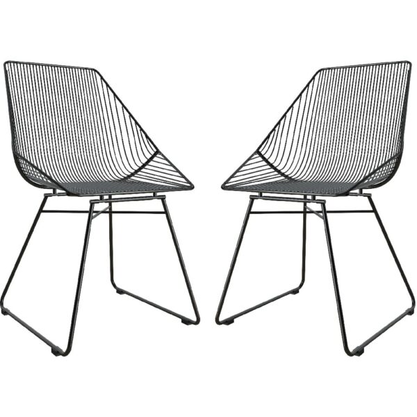 Eastlake Black Metal Bistro Dining Chairs In Pair