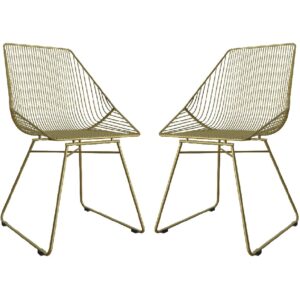 Eastlake Gold Metal Bistro Dining Chairs In Pair