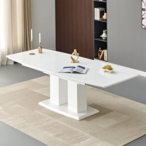 Genisimo Large High Gloss Extending Dining Table In White