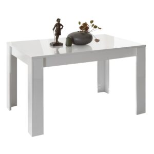 Jining High Gloss Rectangular Dining Table In White