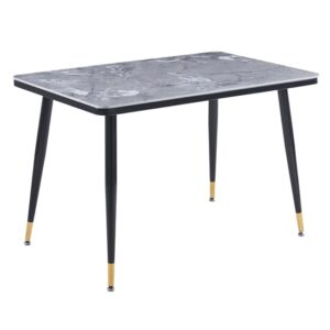 Sion Sintered Ceramic Stone Dining Table In Grey Effect